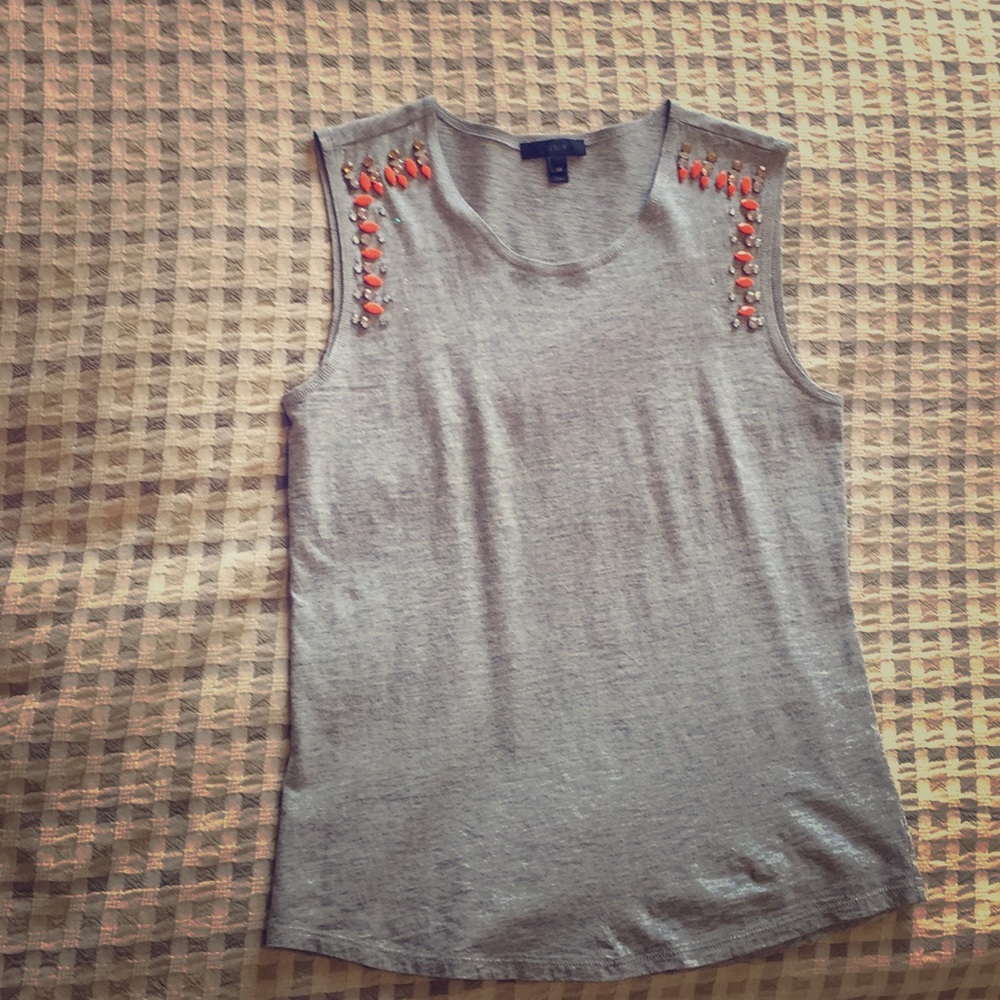 J.Crew - grey beaded tank - XS